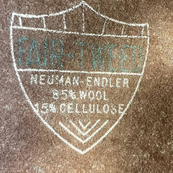 Penny Originals Wool Button Hat Vintage Beret Feather Neuman-Endler Fair Tweed - Picture 6 of 9